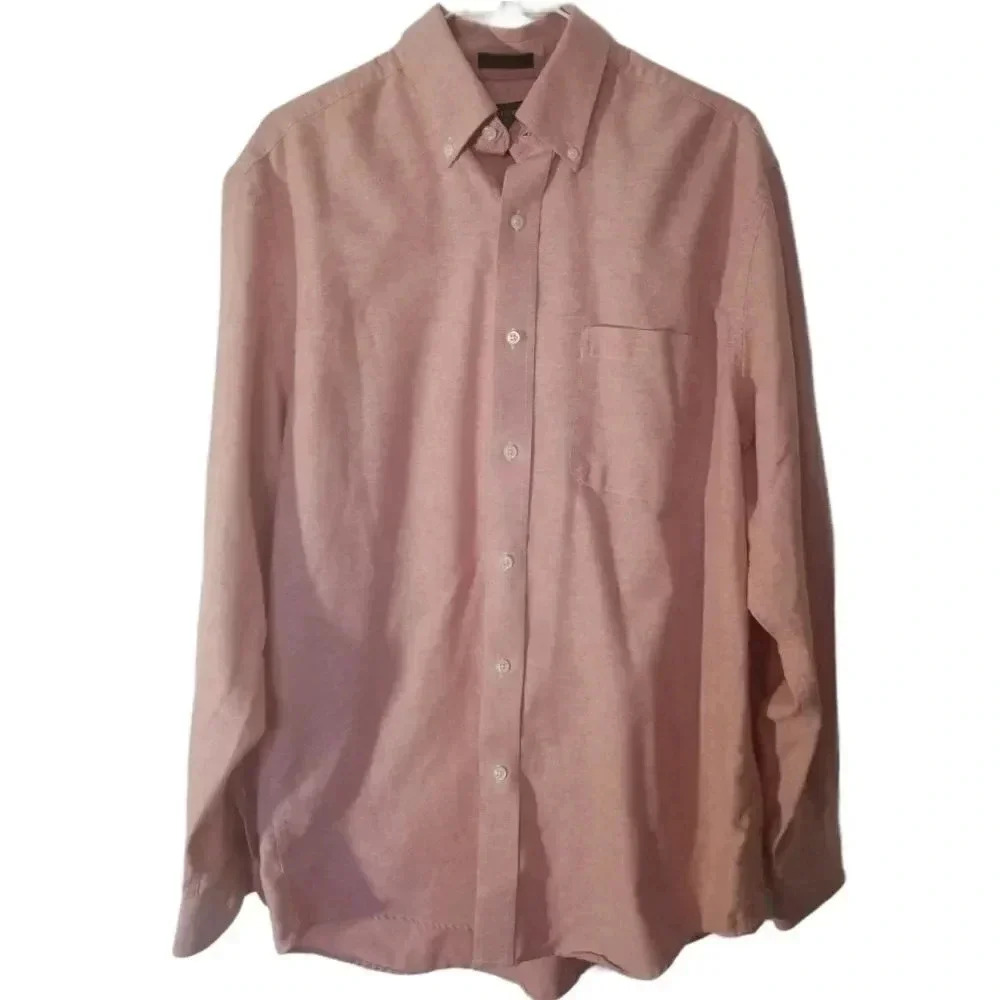 Saddlebred | Salmon Wrinkle Free Dress Shirt Sz M